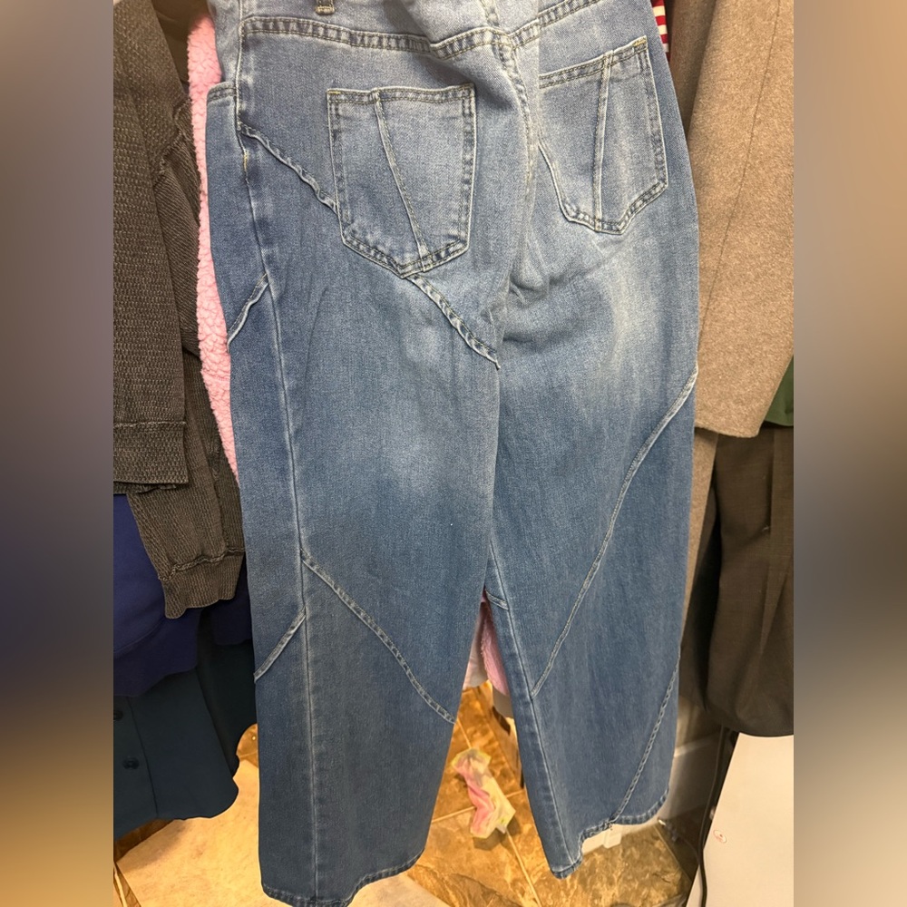 Wide Leg Blue Denim Jeans